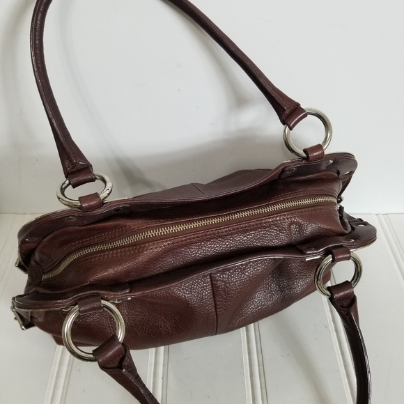 B. Makowsky Handbag Womens Brown Leather Satchel Shoulder Bag Purse Double Strap - Picture 10 of 16